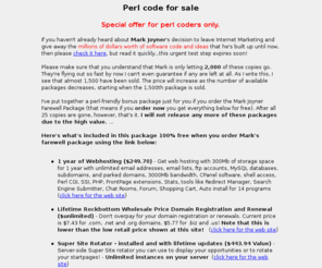 perlguys.com: URGENT!
PerlGuys Perl programming solutions, perl code, perl scripts.