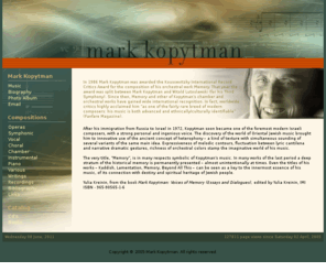 kopytman.com: Mark Kopytman - /
Mark Kopytman Composer. Mark Kopytman -