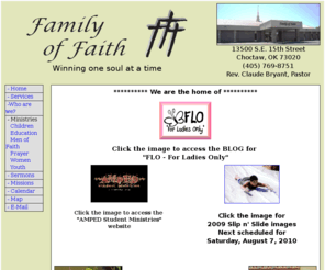 familyoffaithok.com: Family of Faith church, Choctaw, Oklahoma
Winning one soul at a time. Discover what Family of Faith church offers the Choctaw area. 13500 S.E. 15th Street, Choctaw, OK 73020, (405) 769-8751