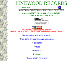 pinewoodrecords.com.au: Pinewood Records - CD's, Vinyl Albums, Cassettes, Rock & Roll Books
Pinewood Records is an Independent Record Company and music store specialising in Country, Rockabilly, 50's Rock 'n' Roll our artists are all Australian and available on CD, cassette and vinyl album