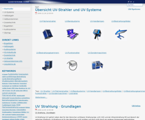 uvstrahler.info: Home | UV-Systeme
Willkommen bei UV-Systeme.com der Infoseite für UV-Systeme, Bügellöten, Dosiertechnik, Heißversiegeln, Heißverstemmen und Audiosysteme. Kompetenz und Erfahrung seit 20 Jahren.