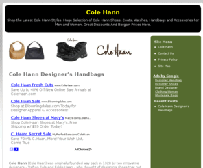 colehann.org: Cole Hann
Shop the Latest Cole Hann Styles. Huge Selection of Cole Hann Shoes, Coats, Watches, Handbags and Accessories For Men and Women. Great Discounts And Bargain Prices Here.
