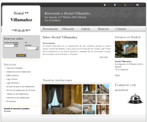 hostal-villamanez.com: Hostal Villamañez, Madrid - Presentación
El Hostal Vilamañez es un alojamiento de dos estrellas situado en pleno centro cultural de Madrid, a dos pasos de la Plaza de las Cortes y del Paseo de la Castellana, en un barrio tranquilo y rodeado de los principales museos de la ciudad, como el Prado, el Thyssen-Bornemisza o el Reina Sofía.

más detalles >  
Se trata de un alojamiento con un total de diez habitaciones, amplias y luminosas de uso doble o triple, con cama de matrimonio y una cama individual adicional para una tercera persona. Estas estancias disponen de baño completo, televisión, teléfono y caja de seguridad. Además, algunas de ellas cuentan con vistas al jardín del Palacio de Perinac, detrás de la casa de Lope de Vega. El visitante se sentirá acogido como un amigo y podrá disfrutar de todas las comodidades imprescindibles para pasar unos días agradables haciendo turismo por una de las ciudades más bellas del mundo. 
El Hostal Villamañez ha sido recomendado en la guía turística 