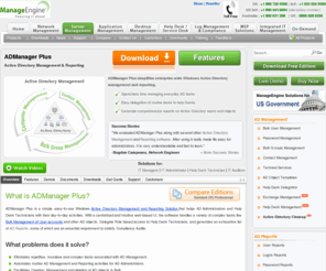 admanagerplus.com: Web Based Active Directory Management ,Reporting and Delegation Tool(s) for Microsoft Windows 2000/2003/2008 Servers - ADManager Plus
Active Directory Management, Reporting and Delegation Software. Ready-made reports on AD users, groups, computers & more. Bulk Management of AD users, groups, contacts & computers. No more scripts!!