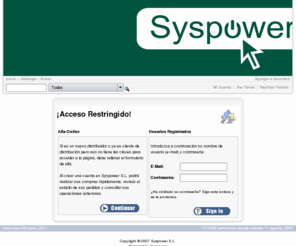 syspower.es: Syspower S.L. :
Syspower S.L.: Venta al mayor de equipos informáticos, accesorios y consumibles