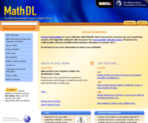 mathdl.org: MathDL: The MAA Mathematical Sciences Digital Library
This is summary for portal homepage