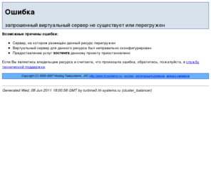 santehnika.info: Ошибка: запрошенный виртуальный сервер не существует или перегружен - Хостинговые телесистемы. Хостинг, регистрация доменов.
Error message