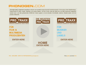 gema-freie-music.com: Phonogen Music Services
ProTraxx by PHONOGEN.COM: Wir bieten grösstenteils gemafreie Produktionsmusik für anspruchsvolle Emotionalisieurng von Werbung, Apps, Spiele oder andere Webanwendungen an, dabei liegt jeder  ProTraxx in Einzelspuren vor, was eine individuelle musikalische Bildanpassung möglich macht - die Musik wirkt auf eine Art wie zum Bild komponiert!



