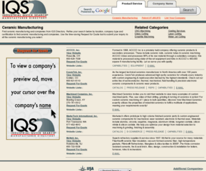 ceramicmanufacturing.net: Ceramic Manufacturing Information and Resources

Find information on Ceramic Manufacturing industrial trends including Ceramic Manufacturing suppliers and Ceramic Manufacturing resources.