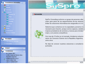 syspronet.com: SysPro
Consultora en Informatica Especializada en sistemas para Comercio Exterior