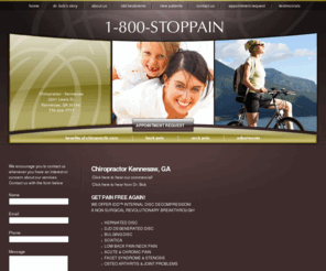 bestchiropractor.com: Chiropractor - ATLANTA BACK PAIN IDD DISC DECOMPRESSION  - Spinal Decompression in Kennesaw, GA
Kennesaw Chiropractor, Robert Waterstone, DC, provides chiropractic care for patients in the Kennesaw area. ATLANTA BACK PAIN IDD DISC DECOMPRESSION 's chiropractic specialties include: the treatment of personal injuries, sports rehabilitation, and nutrition.