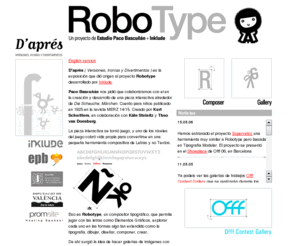 robotype.net: Robotype.net > >  Design & Development: Inklude.com
robotype,type,robot,fonts,tipografia,design,inklude,include,diseño web,gráfico,multimedia,e-solutions,estudio,diseño,valencia,spain