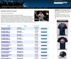 washingtonnationalsschedule.com: Washington Nationals Schedule - 2011 Baseball Schedule for Nationals
Washington Nationals Schedule Information for 2011 Regular Season Baseball Games & MLB Playoffs.