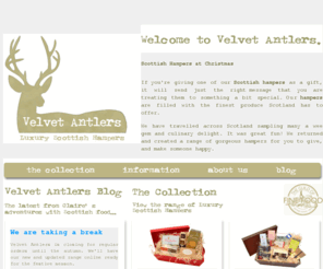 clairemacleod.com: Scottish Hampers - Velvet Antlers Hampers
Scottish Hampers - Velvet Antlers Hampers