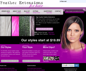 featherextensionsforhair.com: Feather Extensions for hair :: Feather Hair Extensions
Feather Extensions for hair, we sell directly to the consumer for the do it yourself type of person.  No need for a salon visit.