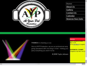 aypproductions.com: AYP Productions
DJ service, audio rental and event promotions.  Headquarter in Denver, CO  This is your party one stop shop.  Owner Al Your Pal