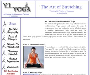 yiyoga.com: Yi Yoga - Certified Ashtanga Yoga Instruction - Johnstown, PA The Art of Stretching
Web site of Son Hui Yi, Certified Ashtanga Instructor. Member of the National Association of Yoga Instructors