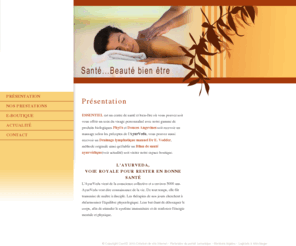 essentiel-massage.com: Santé bien être Montreux Vaud Suisse - ESSENTIEL MASSAGE - Massages centre de beauté bien etre - AyurVeda Aromathérapie
Essentiel Massage est un centre de beauté, de santé et bien être situé à Montreux (canton de Vaud en Suisse) : soins du visage, massages selon les préceptes de l'AyurVeda ou de l’Aromathérapie.