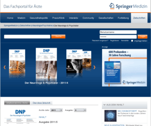 derneurologe-psychiater.de: Der Neurologe & Psychiater
- SpringerMedizin
Organ der Arbeitsgemeinschaft für Neuropsychopharmakologie und Pharmakopsychiatrie (AGNP) sowie der Deutschen Gesellschaft für Neurogenetik (DGNG)