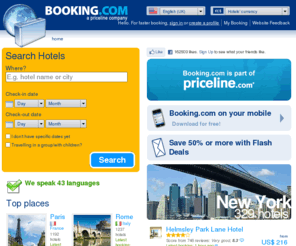 booking.sc: Booking.com: 120000+ hotels worldwide. Book your hotel now!
Save up to 75% on hotels in 15,000 destinations worldwide. Read hotel reviews and find the guaranteed best price on a choice of hotels to suit any budget.