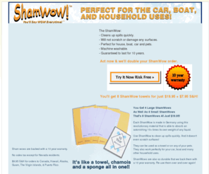 sham-wow.com: OFFICIAL Sham Wow™ Towels | As Seen On TV | ShamWow by Vince
Buy 4 - Get 4 ShamWow Towels FREE! Holds 10 times its weight in liquid. Order today and also get a 10 year warranty!