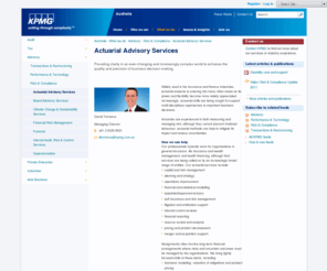 kpmgactuaries.com: KPMG -
                Actuarial Advisory Services
KPMG Actuaries typically assists clients with general insurance, life insurance and wealth insurance, and health financing.