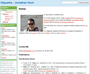 42quarks.com: 42quarks - Jonathan Hunt
Site about the professional work of Jonathan Hunt. This is a personal site. Any statements here are my own personal views not those of my employer(s).