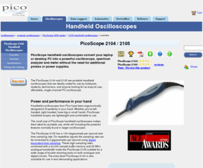 handheld-scopes.com: PicoScope Handheld Oscilloscopes from Pico Technology
PicoScope handheld oscilloscopes convert your laptop or desktop PC into a powerful oscilloscope, spectrum analyzer and multimeter