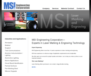 msilasermarking.com: MSI Engineering Corporation
Experts in Laser Marking & Engraving Technology serving Kirkland, Washington and the greater Seattle Area