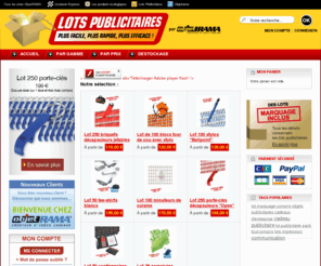 lots-publicitaires.fr: Lots publicitaires et cadeaux d'affaire Accueil Objetrama
Simplifiez-vous vos achats d'objets publicitaires et de cadeaux d'affaire avec nos lots tout compris.