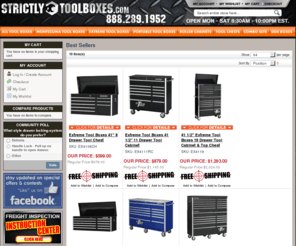 extreme-toolboxes.com: Strictly Tool Boxes  - Tool Chests & Roller Cabinets at Strictly Tool Boxes
Toolbox StrictlyToolBoxes.com has the best prices on Mechanics Tool Boxes, 72" Toolboxes, Tool Box sets, Tool Cabinets, Tool Chests and much more