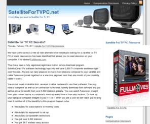 satellitefortvpc.net: Satellite For TV PC
Satellite For TV PC Information