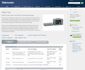 tektronixvideo.net: Video Test | Tektronix
The transition to digital video requires video test equipment to test and measure new, faster and more complex technologies. Contact us to learn more!