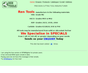 rentools.co.uk: Precision cutting tools: carbide, TCT, high speed cobalt, high speed steel
A better quality precision cutting tool manufacturer - REN TOOLS - We have 25  years experience - contact us today