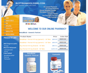 buytramadol50mg.com: Buy Butalbital Drug Generic Fioricet
Butalbital  APAP/Caffeine Generic Fioricet is a barbiturate sedative mixed with a non-aspirin pain medication (acetaminophen) and caffeine.