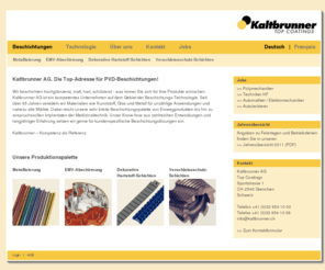 kaltbrunner.info: Beschichtungen & Metallisierungen von Kaltbrunner, Top Coatings, EMV Beschichtung, Verchromen von Kunststoff, PVD-Beschichtung und Kunststoffmetallisierung, Hartstoffbeschichtung & Verschleissschutz  - Beschichtungen
