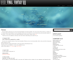 off7.org: Over Final Fantasy VII
Over Final Fantasy VII project - Everything about story and characters of Final Fantasy VII video game. In-depth analysis, revealing secrets and mysteries.