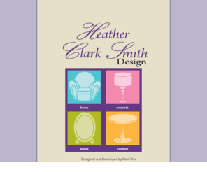 clarksmithdesign.com: Heather Clark Smith Design
Heather Clark Smith Design, offers the discerning client a full range of decorating services including: space and furniture planning, colour consultation, kitchen and bathroom design, selection of fabric and window treatments, flooring, lighting and artwork. Heather also works with the homeowner, and/or contractor on new construction projects, renovations and preparing homes for sale or special events.