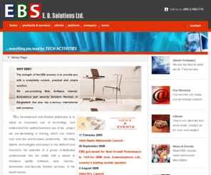 ebsbd.com: E. B. Solutions Limited, Bangladesh
E. B. Solutions Ltd. is a  web site design specialist. Website development, email marketing services, print advertising, branding, internet search engine optimization and page ranking, website hosting, designer and developer applications.