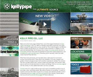 kellypipe.com: Kelly Pipe | Line pipe and Standard pipe, Valves, Fittings, Oil Country Tubular Goods (OCTG)
Kelly Pipe is a master distributor of Pipe, Valves, and Fittings along with Oil country Tubular Goods and valve automation services. Find your line pipe and OCTG products here!