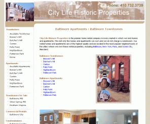 citylifehistoricproperties.com: City Life Historic Properties : Baltimore Apartments : Baltimore Townhomes
Online catalog: Baltimore apartments and Baltimore townhomes: Brewers Hill, Butchers Hill, Canton, Fells Point, Highlandtown, Patterson Park, Baltimore.