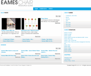 eames-chair.com: Eames-Chair: Furniture Design Resource For Charles   Ray Eames.
A resource and guide for the furniture designs of Charles and Ray Eames, including the Eames Lounge, LCW, Plastic Rocker, etc