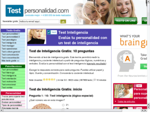 testinteligenciagratuito.com: Test Inteligencia Gratuito
Test de inteligencia gratuito y test de inteligencia gratis. Test gratuito de inteligencia. Test gratis de inteligencia y cociente intelectual. Test de inteligencia online y lógica. Test de cociente intelectual e inteligencia.