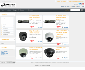 pelcocctv.com: CCTV Camera & DVR Manufacturer  - Ambush Technologies
Ambush Technologies Digital Video Recorders utilizes the latest industry standard video compression technology known as H.264/AVC. Display and recording of video and audio are in real-time and fully synchronized up to D1 4CIF resolution. 