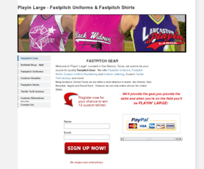 playinlarge.com: Playin Large - Fastpitch Uniforms & Fastpitch Shirts - Fastpitch Gear
Your source for fastpitch uniforms, t-shirts, decals, hoodies and team apparel.