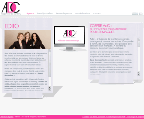 adcagency.fr: AdC - L’Agence de contenu
AdC - L’Agence de Contenu est pionnière en Brand Journalism. Elle est la première agence française à se spécialiser dans ce domaine.