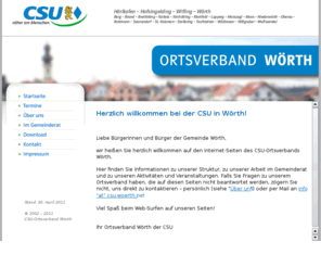 csu-woerth.net: CSU Wörth
CSU Wörth, CSU Ortsverband Wörth, Kommunalwahl 2008, Kandidaten für den Gemeinderat, Bürgermeisterkandidat, Gemeinderatsliste CSU mit Parteifreien, Wahlprogramm, Wahlveranstaltungen, Veranstaltungstermine, Mitgliedsantrag, Aufnahmeantrag