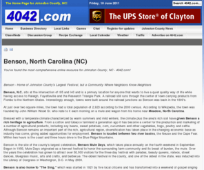 benson-nc.com: Benson, NC
Information about Benson, North Carolina (NC). From historical info to the latest news, we have it covered here on 4042.com - the Home Page for Johnston County.