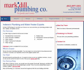 markdillplumbing.com: Plumbing & Water Heaters Newburgh, Boonville, Evansville, IN
Mark Dill Plumbing Co. serves Warrick and Vanderburgh counties in southern Indiana. We provide quick, reliable and quality service by trained and courteous technicians.  Give us a call 812-897-1831.
