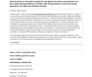 gavindebeckerinc.com: Mansions of Eden, David Weddle Libel, David Weddle Lawsuit
Mansions of Eden, David Weddle Libel, David Weddle Lawsuit